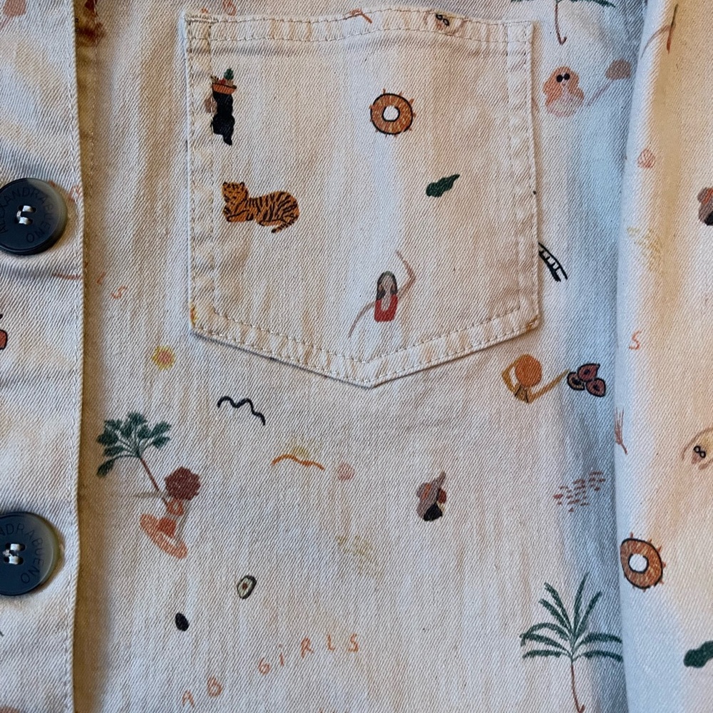 Alexandra Bueno Adventurer whimsical animal Jacket Size Medium Anthropologie - Picture 10 of 16